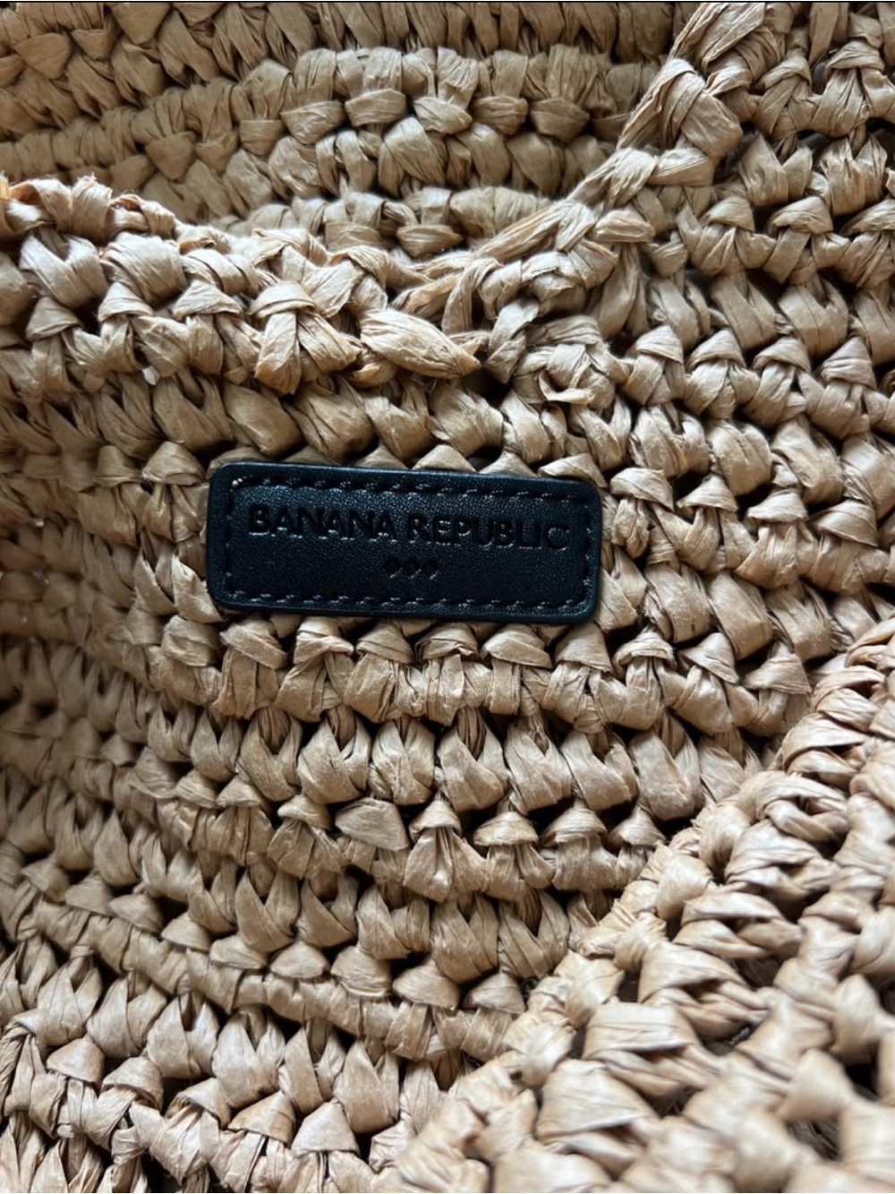 Banana Republic Woven Straw Tote Bag with Black Handles - Natural - Picture 4 of 6
